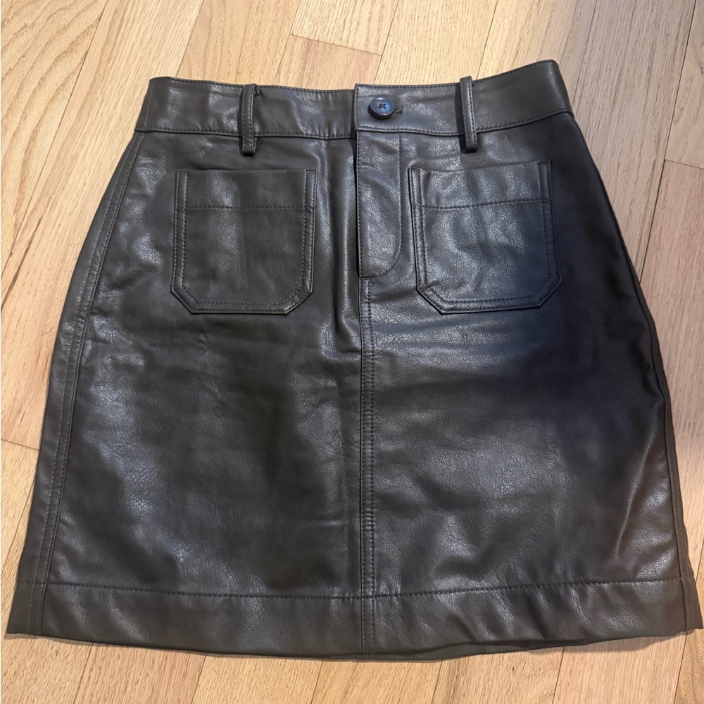 LOFT Brown Faux Leather Mini Skirt